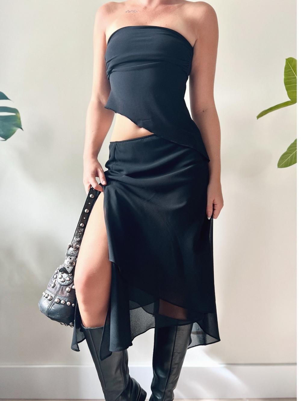 2001 Vintage Penningtons | Layered Asymmetrical Chiffon Maxi Skirt 🖤